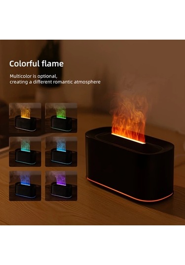 Techbloom Siyah Usb Güçlü Alev Aromatik Difüzör Nemlendirici Yedi Renkli Led Gece Lambası Otomatik Su Seviyesi Kapatma