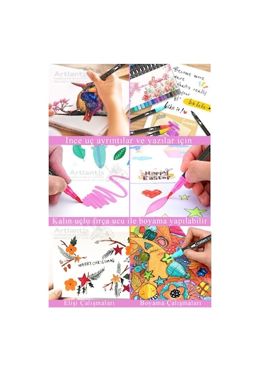 Fineliner 10 Lu Çift Taraflı İnce Uçlu Kalem 1 Paket 10 Renk 0.4 Mm Keçe Uçlu Kalem Renkli İşaretleme Yazı Kalemi