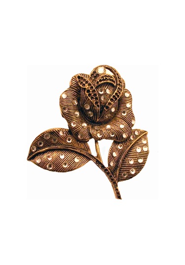 Elmas Montür Swarovski Taşlı Gül Broş Sevgiliye Hediye