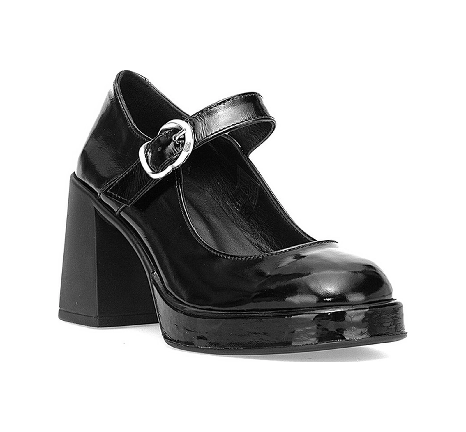 Mammamia D25ka-470 Kadın Hakiki Rugan Deri Klasik Topuklu Ayakkabı Siyah Siyah