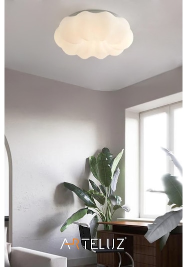Luxury Bulut Model Modern Plafonyer Avize 45 Cm Beyaz