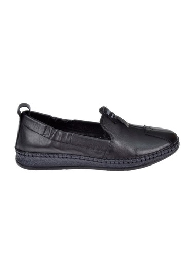 Pullman Hakiki Deri Yumuşak Kadın Babet Voy-9469 Siyah-siyah Siyah