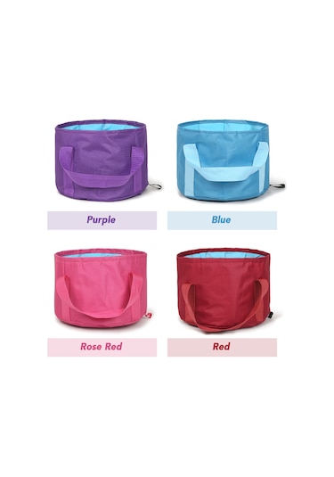 Yifomall Kırmızı Çekirdekli Katlanabilir Seyahat Ayak Yıkama Çantası - 80 C Isı Dayanıklı Polyester + Peva Materyal Kırmızı