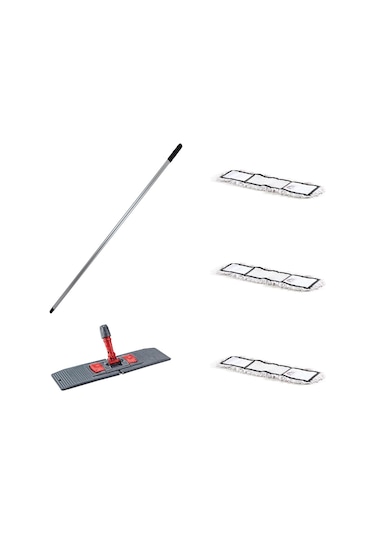 Tablet Palet Nemli Yedek Mop Takımı Seti - 3 Adet 60 CM Nemli Mop + Katlanır Aparat + Metal Sap