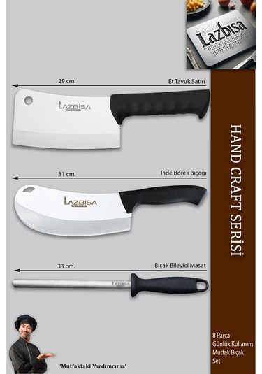 Hand Craft Pro Serisi Mutfak Bıçak Seti 8 Parça Mfp-452 Ahşap - Siyah