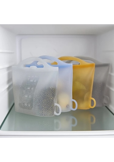 Brightnova 4 Adet Sızdırmaz Silikon Saklama Kabı 1200ml Bpa Free Bulaşık Makinesinde Güvenli Blue 40 58oz Mutfak Buzdolabı Seyahat Ofis -