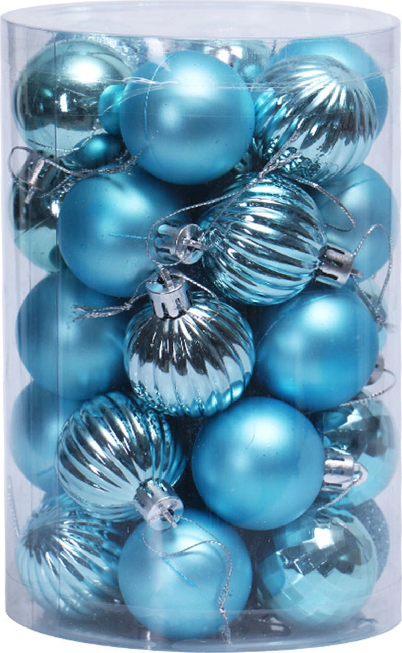 Hombey 4cm Mavi Noel Topları Seti - 34 Adet Polistiren Ağaç Dekorasyonu