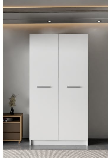 - Ladik - Beyaz Çift Kapaklı Gardırop 180-90-45 Cm Beyaz - Ladik - Beyaz Çift Kapaklı Gardırop 180-90-45 Cm Beyaz