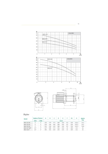 Wilo Initial Msh 408 T Çok Kademeli Yatay Milli Pompa