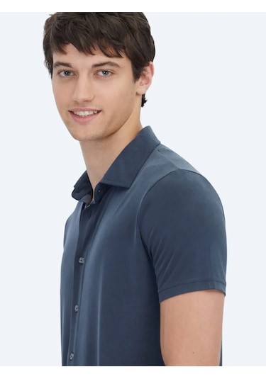 Kip Antrasit Düz Regular Fit Casual Gömlek Antrasit