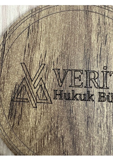 10'lu Kişiye / Şirkete Özel Logolu Bardak Altlığı Seti Lazer Kesim Kurumsal Hediye 9 Cm Koyu Ahşap