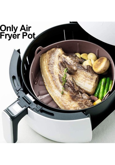 Yuntech01 Silikon Hava Fritöz Pişirme Tabağı - Dairesel 16cm Gri, Anti Yapışkan, Isı Dağıtımı Optimal, Kolay Temizleme, Tutamaklı Aksesuar Çok Renkli