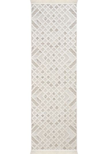 Cool Halı Ares 8802 Krem Yolluk Geometrik Antre Hol Koridor Halı Yatak Odası Halı Bukle Halı Yolluk