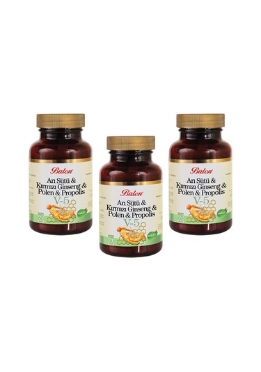 Balen V5 Arı Sütü - Kırmızı Ginseng-Polen - Propolis 60 Tablet 3 Adet