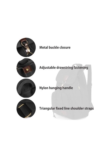 Kadınlar İçin Tuval Sırt Çantası Çanta - 15.7 İnç Laptop Çantası Siyah