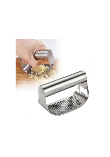 Paslanmaz Çelik Sarımsak Presi, Yeni Sarımsak Presi Salıncağı, Sarımsak Ezmek İçin Rahat Saplı Sarımsak Doğrayıcı Mutfak Aletlerigümüşbeyaz Siyah