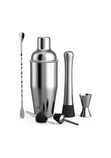 Vkemall 6 Parça Paslanmaz Çelik Kokteyl Seti Gümüş Renk