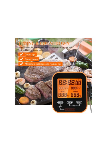 Suofeng Çift Problu Kablosuz Dijital Gıda Termometresi Ve Zamanlayıcı, Izgara Ve Fırın İçin