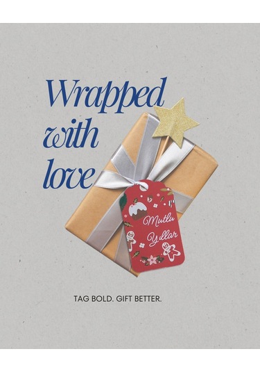 Yılbaşı Mutlu Yıllar Yazılı Hediye Etiketi, Yeniyıl Paketleme Kar