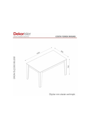 Dekorister Exclusive Costa Yemek Masası Ceviz