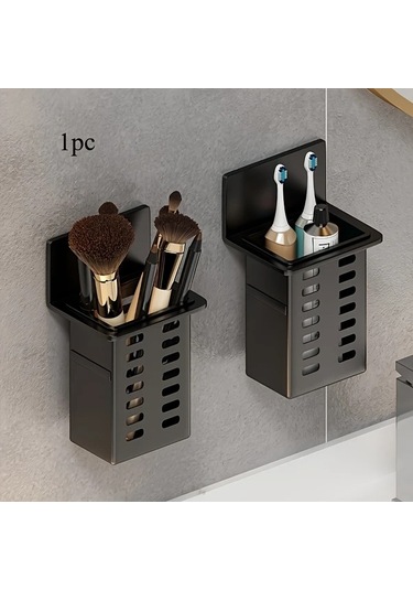 Willowhaven Beyaz Duvar Tipi Makyaj Fircasi Dis Fircasi Askisi Plastik Celik Organizer Drillsiz Montaj Beyaz