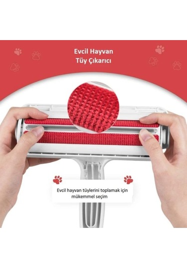 Finehome Hazneli Tüy Toplayıcı Beyaz - Kırmızı