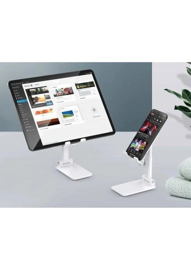 Telefon Ve Tablet Standı Yükseklik Ve Açısı Ayarlanabilir-beyaztb
