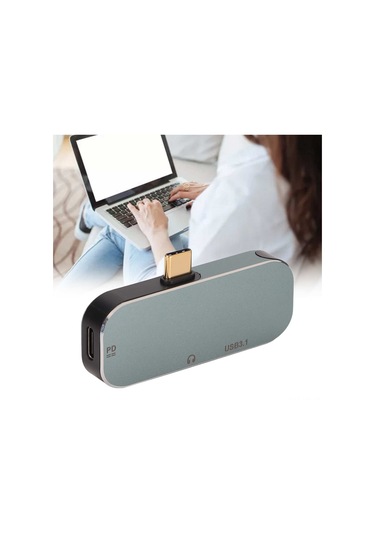 Vkemall Yx04-x3 Usb-c Hub Mini: Pd Şarj + Usb3.1 + Usb2.0 + Aux Çıkışları, 10gbps Hız, 100w Güç, Tüm Sistemler İçin Alüminyum Hub