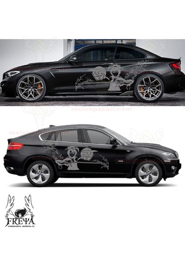 120X50cm-Samuray Kız Yan Kapı Oto Sticker, Samurai Girl