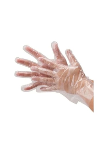 Plastik Tek Kullanımlık Koruyucu Şeffaf Poşet Eldiven 5 Paket X 100 Adet 500 Adet