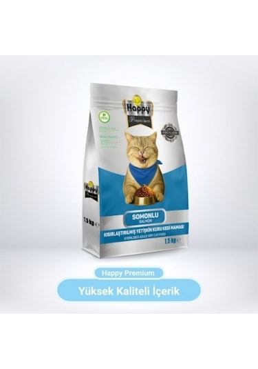 Happy Kısırlaştırılmış Somonlu Kuru Kedi Maması 1500 G