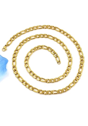 Unisex Figaro Çelik Zincir 9128 Altın