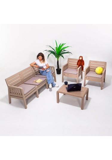 Lara 3+1+1 S Bahçe Balkon Takımı - Cappucino Kahverengi