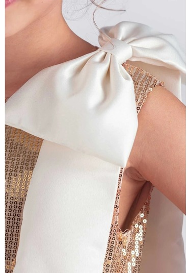 Etekli Şık Elbise Pullu 3 Kat Altın