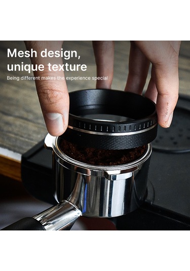 Wezone Kahve Tozu Tutucu Halka, Alüminyum Anti-kaçak, 6 Magnetlı Tutma, 58mm Siyah, Dirençli, Delonghi/breville Uyumlu, Diamant Dokulu Siyah