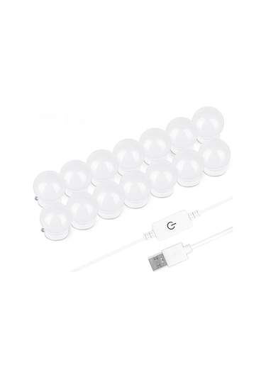 Reedark Hollywood Stili Led Ayna Aydınlatması - Dokunmatik Parlaklık Ayarlı Üç Renk Işık 14 Adet