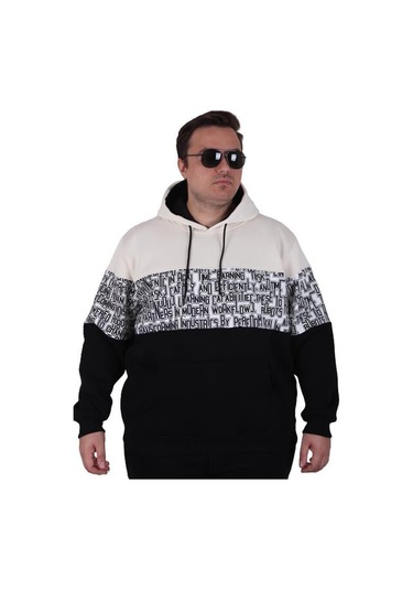 Starbattal Büyük Beden Kapüşonlu 3ip Sweat Transforming 25713 Bej Bej