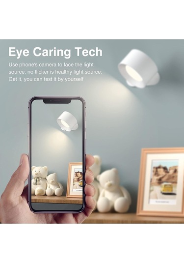 Xindoker Usb Şarjlı Doksan Derece Döner Led Gece Lambası, Dokunmatik Ve Uzaktan Kumandalı, 3 Işık Tonu, 3 Parlaklık Seviyesi, Manyetik Ve 3m Yapıştırıcı İle Kurulumsuz Kullanım Beyaz