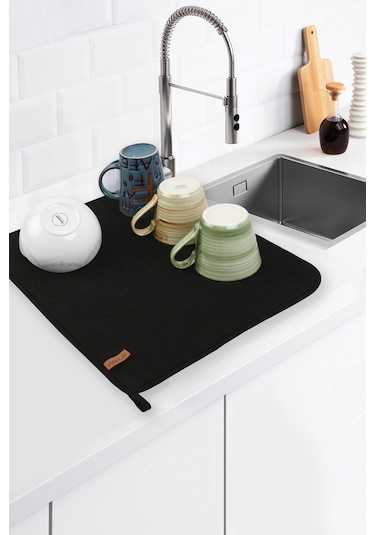 Microfiber Bulaşık Kurutma Matı Siyah 46 x 36 CM Siyah