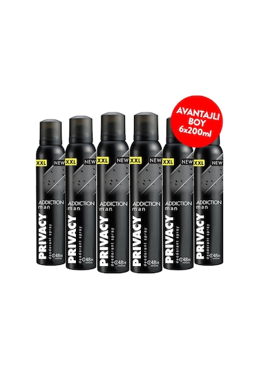 Privacy Man Addiction 48H Erkek Sprey Deodorant 6 x 200 ML