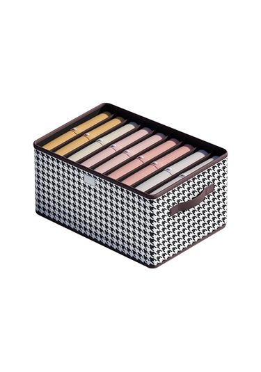 Xiyyadms Houndstooth Desenli 9 Bölmeli Non-woven Organizer Kutusu - 44x30x20cm, Çekmeceli, Yığılabilir, Ev İçi Giysi/çeşitli Eşya Depolama Kutusu