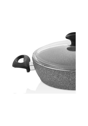 Falez Cost 30 Cm Granit Basık Gri Tencere Gri