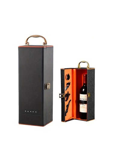 Cordial Siyah 1 Tek Sarap Sisesi Hediye Kutusu Aksesuar Seti Tasinabilir Tasima Kilifi Sise Tutucu Parti Ev Ve Koleksiyon İcin