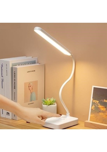 Buffer İnce Uzun Usbli Dokunmatik 3 Kademeli 360 Derece Özel Göz Korumalı Led Lityum Masa Lambası -m11 Beyaz