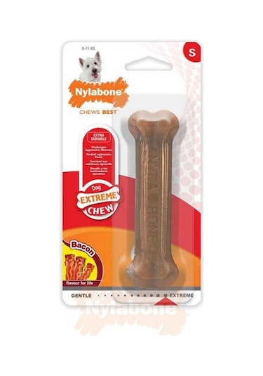 Nylabone Ec Domuz Pastırması Aromalı Köpek Çiğneme Kemiği S