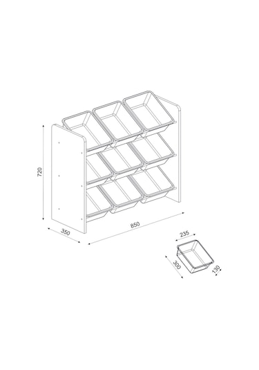 9 Sepetli Çok Amaçlı Oyuncak Dolabı Montessori Dolap