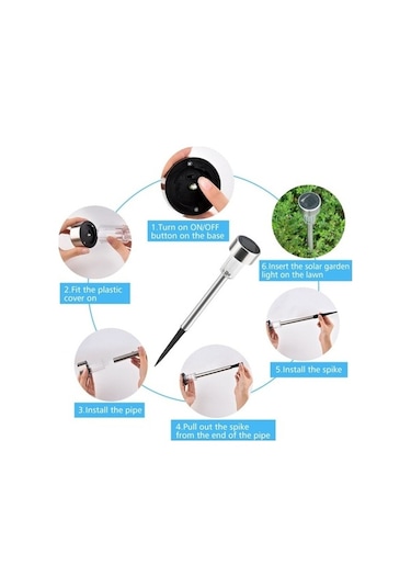 Ebitda 10 Adet Güneş Enerjisi Bahçe Lambası, Beyaz Işık, Ip65 Dayanıklı, Açık Çim Lambası