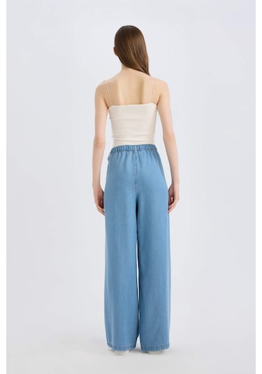 DeFacto Pull On Wide Leg Yüksek Bel Uzun Tensel Yıkamalı Pantolon D8238AX25SMNM85