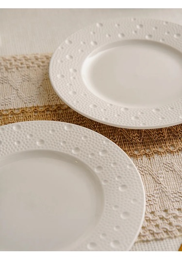 Magistro İki Adet Fray Yemek Tabağı Seti, 20 Cm Çapında, Porselen. 344082579 Beyaz