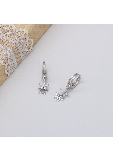 Çiçek Model-2 925 Ayar Gümüş Zirkon Taşlı Kadın Küpe Gümüş